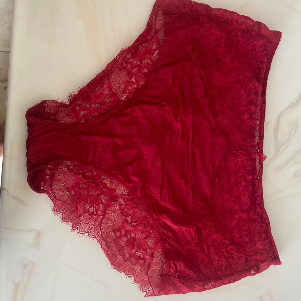 Red High Waisted Lace